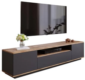 Έπιπλο τηλεόρασης Soren pakoworld sonoma-ανθρακί 180x.44.5x44.6εκ 176-000056