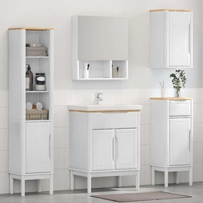 vidaXL Σετ Επίπλων Μπάνιου FLORO 4 pcs Λευκό Στερεό ξύλο πεύκου