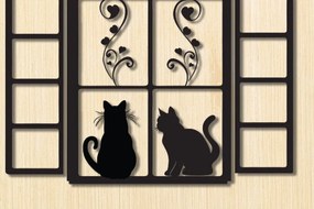 Σετ των 2 Intra απο ξύλο plywood 3mm-4mm πάχος Σχέδιο διακόσμησης τοίχου γάτα σε παράθυρο Δίασταση 15x18 cm INTRAFABR-91230916