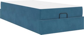 vidaXL Σκελετός κρεβατιού με στρώμα 2 pcs Μπλε Βελούδο