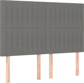 vidaXL Κρεβάτι Boxspring με Στρώμα Σκούρο Γκρι 140x190 εκ. Υφασμάτινο