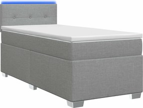 vidaXL Κρεβάτι Box Spring με Στρώμα και LED Ανοιχτό γκρι 100 x 200 cm