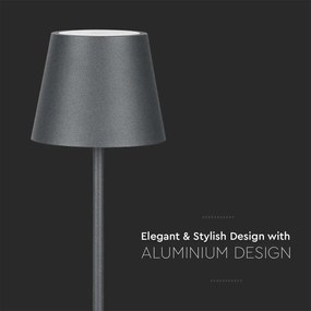 V-TAC Πορτατίφ με Γκρι Καπέλο και Γκρι Βάση