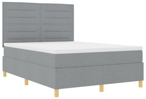 vidaXL Κρεβάτι με Στρώμα Ανοιχτό Γκρι 140x200 εκ. Ύφασμα