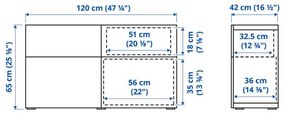 BESTÅ σύνθεση αποθήκευσης με πόρτες/συρτάρια ανοίγματος με πίεση, 120x42x65 cm 694.126.40