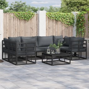 vidaXL Σετ Καναπέ Κήπου 7 pcs Μαύρο Αλουμίνιο