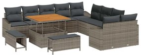 vidaXL Σετ Καναπέ Κήπου με μαξιλάρι 13 pcs Ανοιχτό Γκρι, Σκούρο Γκρι