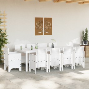 vidaXL Σετ Τραπεζαρίας Κήπου 11 Τεμαχίων με Μαξιλάρια Λευκό Πολυ Ρατάν