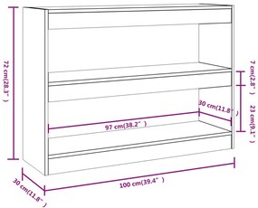 vidaXL Βιβλιοθήκη/Διαχωριστικό Χώρου Γκρι Sonoma 100x30x72 εκ.