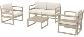 SIESTA MYKONOS SET 2ΘΕΣ.TAUPE/ΜΑΞ. ΕΚΡΟΥ(2ΘΕΣ.+2ΠΟΛ.+ΤΡΑΠ 65εκ.) 138Χ72Χ75/73Χ72Χ75/65Χ65Χ33εκ.20.0448