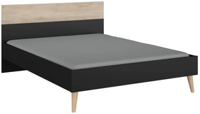 162051929 Κρεβάτι Randers-Φυσικό-Μαύρο-140 x 190 Μοριοσανίδα , 1 Τεμάχιο