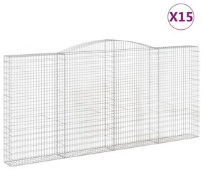 vidaXL Συρματοκιβώτια Τοξωτά 15 τεμ. 400x30x180/200 εκ. Γαλβαν. Ατσάλι