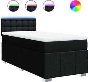 vidaXL Κρεβάτι Boxspring με Στρώμα Μαύρο 100 x 200 εκ. Υφασμάτινο