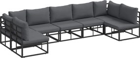 vidaXL Σετ Καναπέ Κήπου με μαξιλάρι 7 pcs Μαύρο Αλουμίνιο