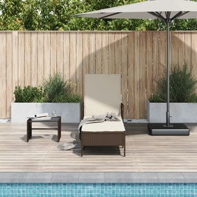 vidaXL Ξαπλώστρα Ήλιου Καφέ και Κρεμ PE Ρατάν 157 x 55 x 92 εκ