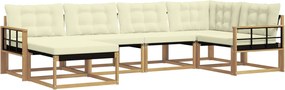 vidaXL Σειρά Καναπέ Εξωτερικού με μαξιλάρι 6 pcs Λευκό και Κρεμ