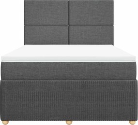 vidaXL Κρεβάτι Boxspring με Στρώμα Σκούρο Γκρι 160x200 εκ Υφασμάτινο