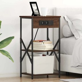 Κομοδίνο 2 pcs Καφέ δρυς 41 x 31 x 76 εκ. Επεξεργασμένο ξύλο