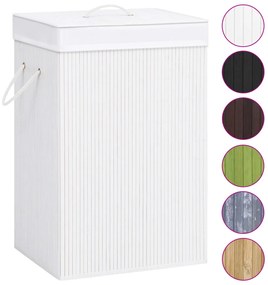 vidaXL Καλάθι Άπλυτων με 1 Τμήμα Λευκό από Μπαμπού