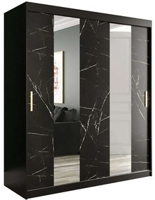 Ντουλάπα Δίφυλλη Συρόμενη Marmur 162352999 180x62x200cm Marble Effect Black-Gold Δίφυλλη