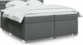 vidaXL Κρεβάτι Boxspring με Στρώμα Σκούρο Γκρι 200x200 εκ. Υφασμάτινο