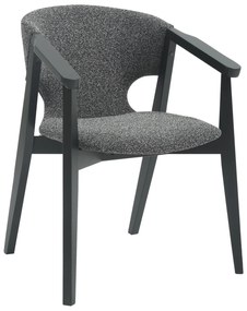 DINING ARMCHAIR YEGER  BEECH WOOD IN BLACK-DARK GREY FABRIC 62,5x60x79Hcm.