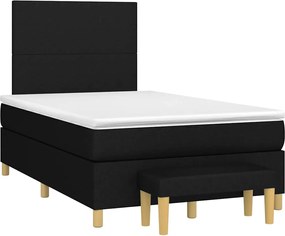vidaXL Κρεβάτι Boxspring με Στρώμα Μαύρο 120x190 εκ. Υφασμάτινο