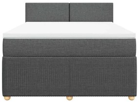 vidaXL Κρεβάτι Boxspring με Στρώμα Σκούρο Γκρι 140x190 εκ. Υφασμάτινο