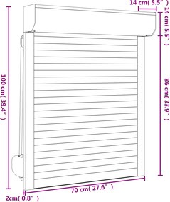 vidaXL Ρολό εισόδου Ανθρακί 70 x 100 cm Αλουμίνιο και Πολυουρεθάνη