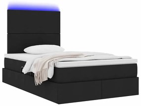 vidaXL Κρεβάτι με αποθηκευτικό χώρο και LED Μαύρο 120 x 200 cm