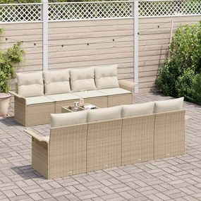 vidaXL Σετ Καναπέ Κήπου 9 pcs Μπεζ Πολυ ράταν