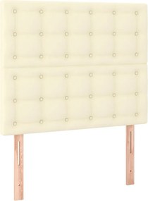vidaXL Κρεβάτι Boxspring με Στρώμα Κρεμ 90x190 εκ. από Συνθετικό Δέρμα