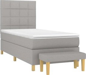 vidaXL Κρεβάτι Boxspring με Στρώμα Ανοιχτό Γκρι 80x200 εκ. Υφασμάτινο