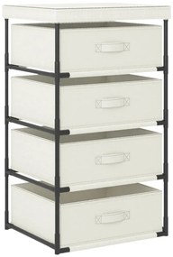 Ραφιέρα Αποθήκευσης Κρεμ Ατσάλινη με 4 Υφασμάτινα Καλάθια