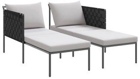 vidaXL Ξαπλώστρα με Μαξιλάρια 2 Ατόμων Ανθρακί 115x153x69,5 εκ Μεταλλικό