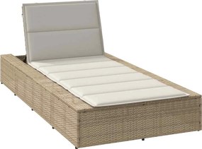vidaXL Ξαπλώστρα με αιωρούμενο μαξιλάρι Μπεζ Poly Rattan