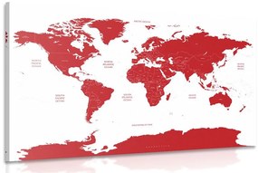 Εικόνα χάρτη του κόσμου με μεμονωμένες πολιτείες με κόκκινο χρώμα - 60x40