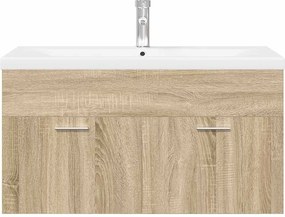 vidaXL Ντουλάπι Μπάνιου με Ενσωματωμένο Νιπτήρα Sonoma Δρυς