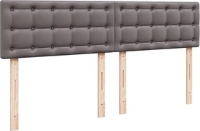 vidaXL Κρεβάτι Boxspring με Στρώμα Γκρι 180x200 εκ. Συνθετικό Δέρμα