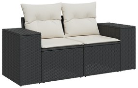 vidaXL Σετ 8 τεμαχίων Καναπέ Κήπου με Μαξιλάρια Μαύρο Πολυ Ρατάν Ακακία