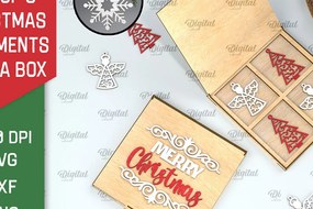 Σετ των 3 Intra απο ξύλο plywood 3mm-4mm πάχος Χριστουγεννιάτικα στολίδια με κουτί Δίασταση 3x3 cm INTRAFABR-104758101