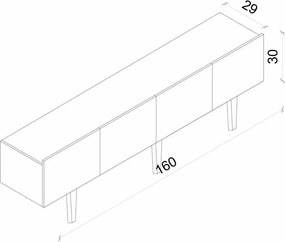 Έπιπλο Τηλεόρασης Γκρι CLORAME 160x29x20