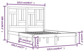 Πλαίσιο Κρεβατιού Μελί 120x190 εκ. Μασίφ Ξύλο Small Double - Καφέ