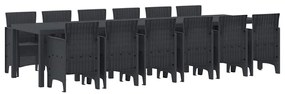 vidaXL Σέτ φαγητού για κήπο 13 pcs Ανθρακί Rattan Polt