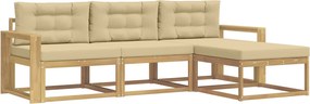 vidaXL Σειρά Καναπέ Εξωτερικού 4 pcs Λευκό και Μπεζ Πολυεστέρας