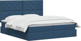 vidaXL LED Κρεβάτι αποθήκευσης με στρώμα Μπλε 180 x 200 cm Ύφασμα