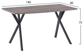 Σετ τραπεζαρίας C11181 5τμχ με Τραπέζι MDF OLD BEECH 140x80εκ. &amp; Καρέκλες CLARA Βελούδο Γκρί