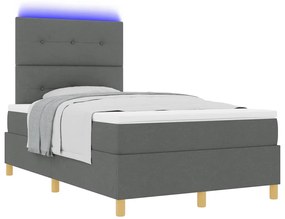 vidaXL Κρεβάτι με ελατήρια με στρώμα Σκούρο γκρι 120 x 190 cm ύφασμα