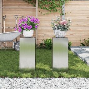 vidaXL Εξωτερικές βάσεις φυτών Πυλώνας 2 τεμάχια 24x24x55 εκ Γαλβανισμένο ατσάλι