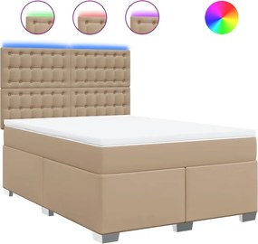 vidaXL Κρεβάτι Boxspring με Στρώμα Καπουτσίνο 160x200εκ.από Συνθ.Δέρμα